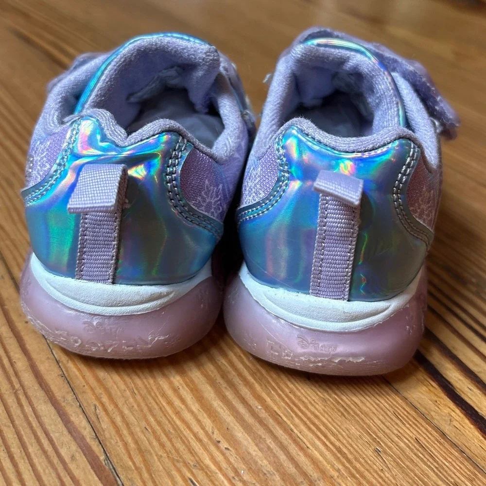 Disney Frozen Light Up Sneakers Kids Blue Iridescent Elsa Anna Olaf SIZE 7